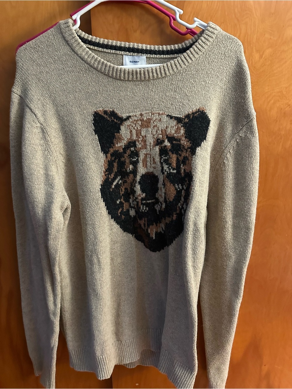 Old Navy Beige Sweater with Bear Intarsia